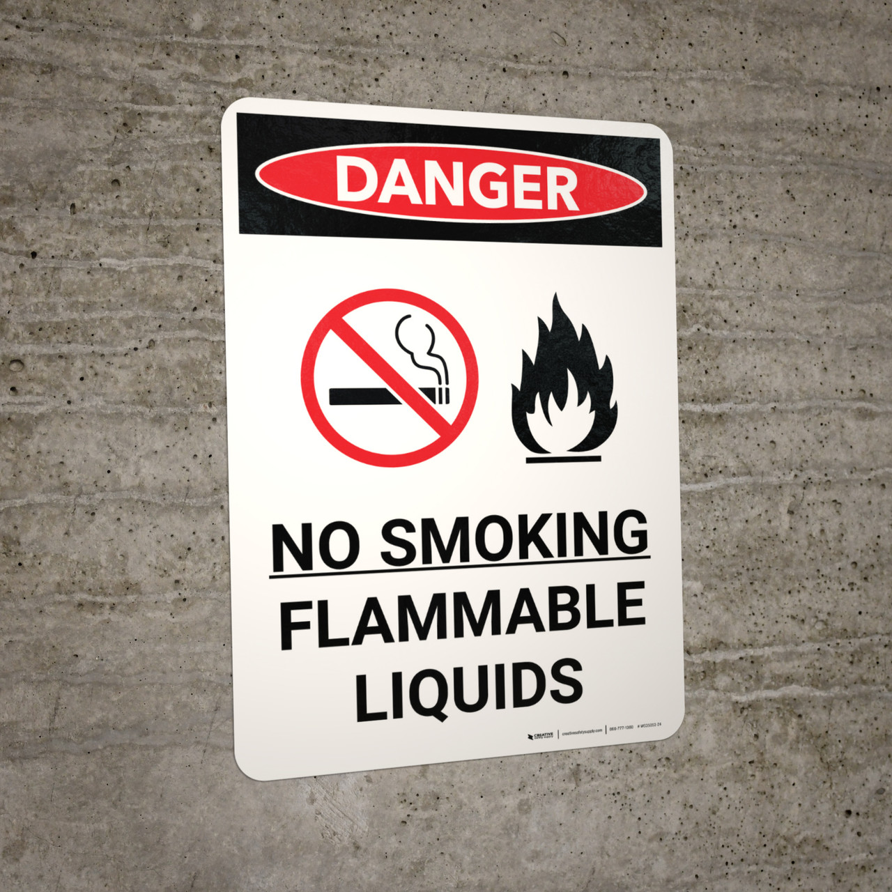 Danger No Smoking Flammable Liquids Portrait with Icon Wall Sign