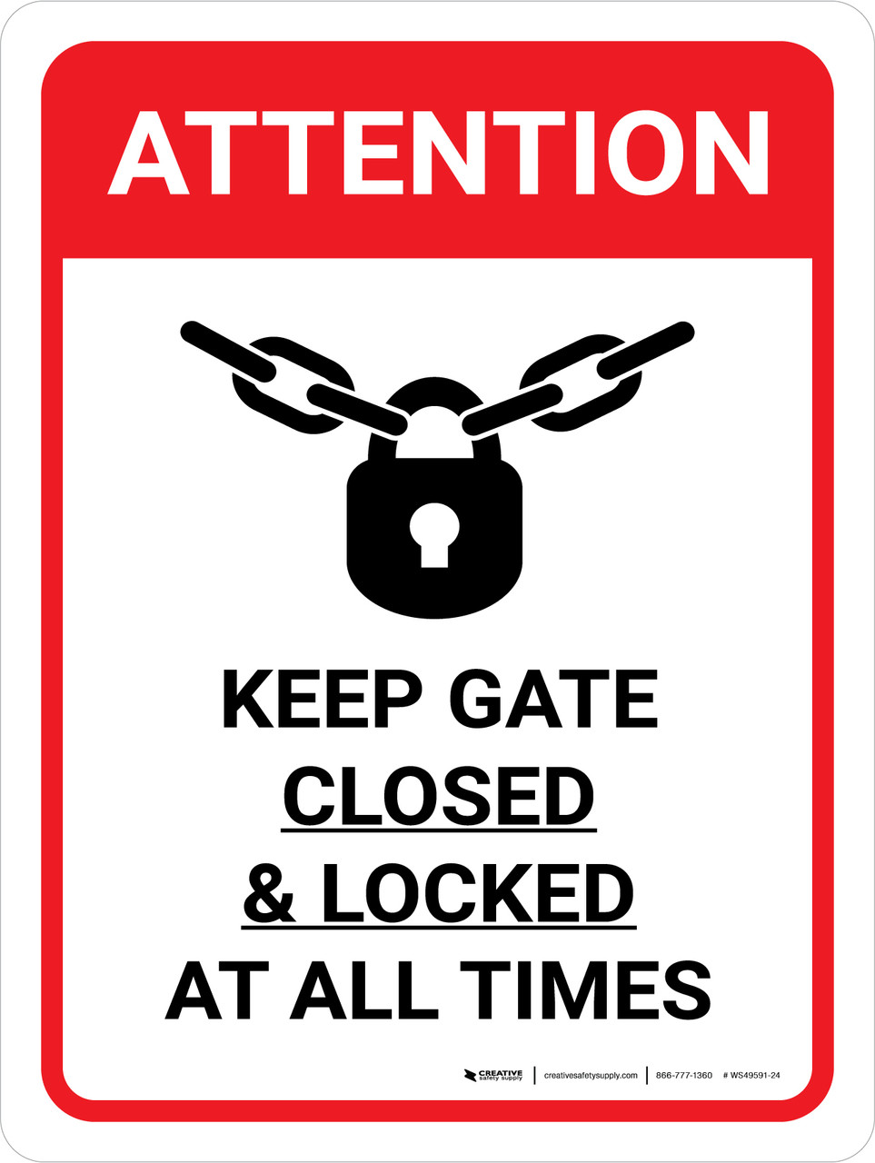 Keep Gate Closed All Times Sign Stock Photo 119357