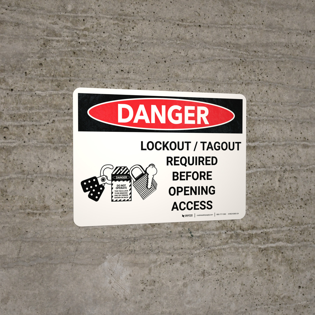 Danger: Lockout Tagout Required Before Opening Landscape with Graphic ...