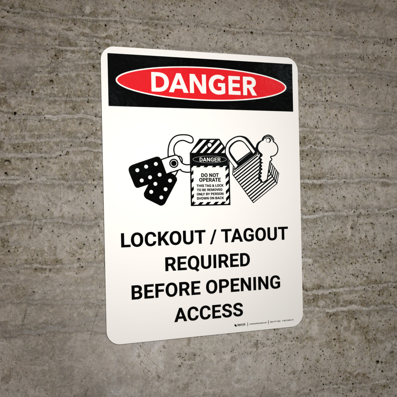 Danger: Lockout Tagout Required Before Opening Portrait with Graphic ...