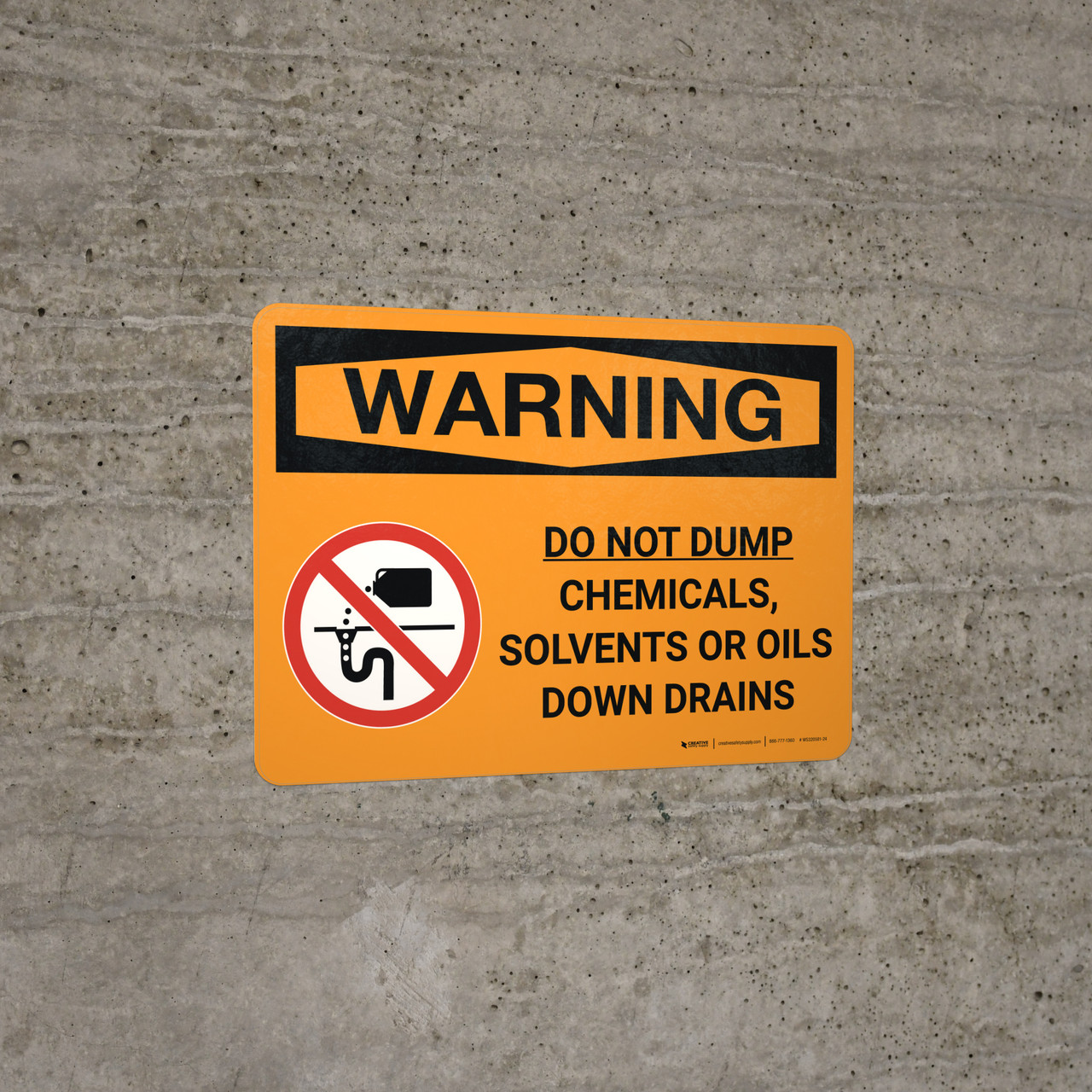 Warning Do Not Dump Chemicals Solvents Oils Down Drain Landscape with