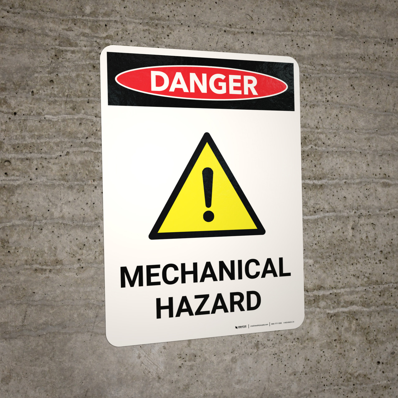 Danger Mechanical Hazard Portrait with Graphic Wall Sign