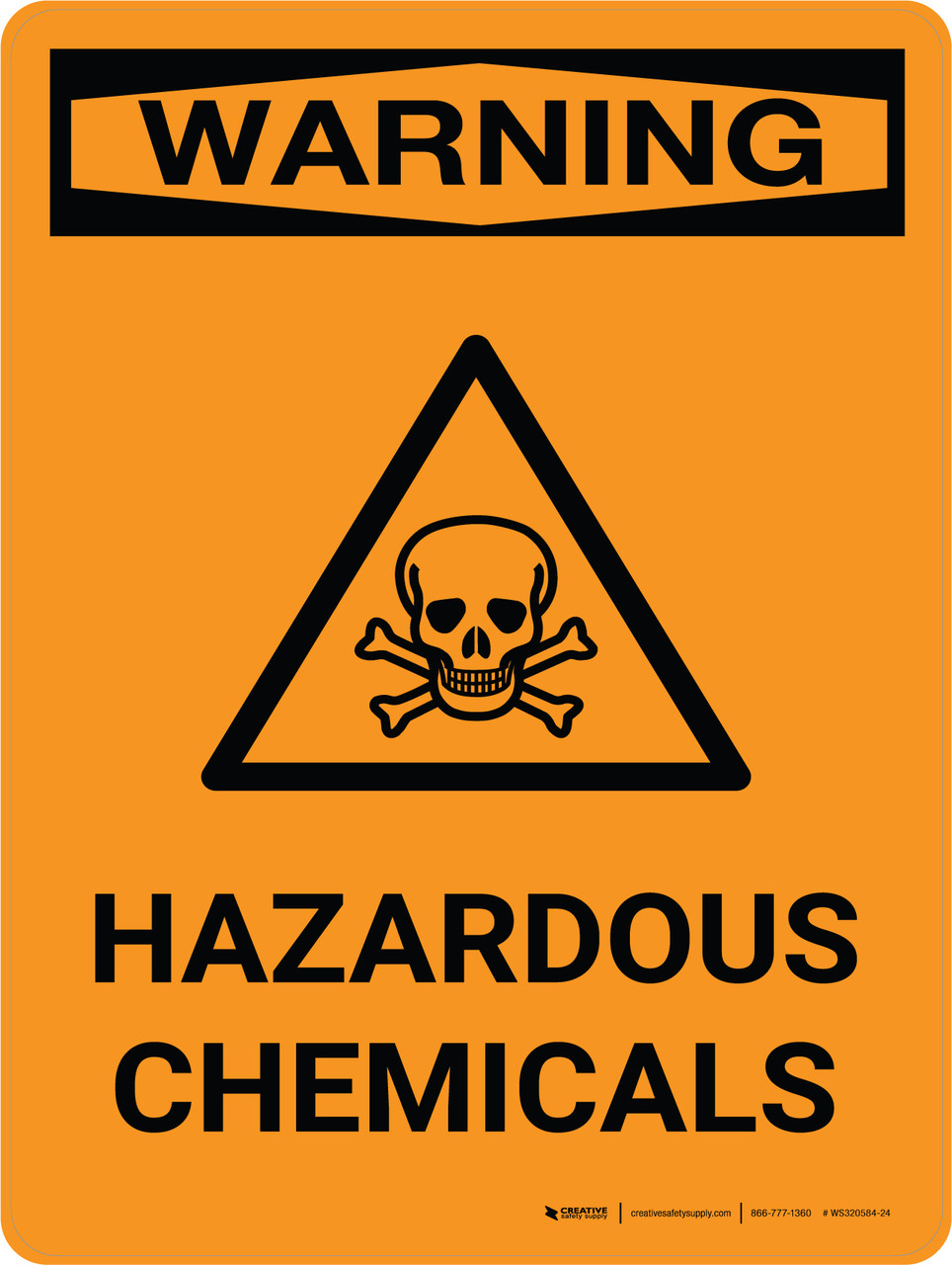 Warning Hazardous Chemicals Portrait With Graphic Wall Sign