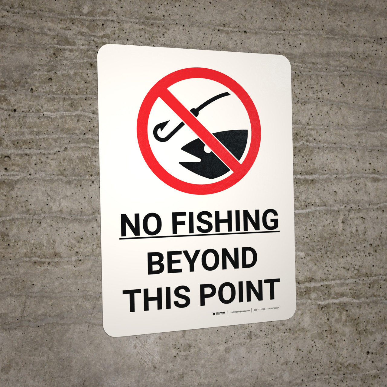 No Fishing Beyond This Point Portrait with Graphic Wall Sign