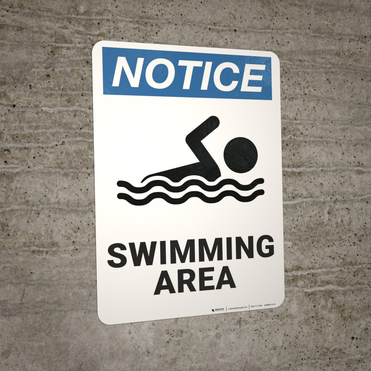 Notice Swimming Area Wall Sign