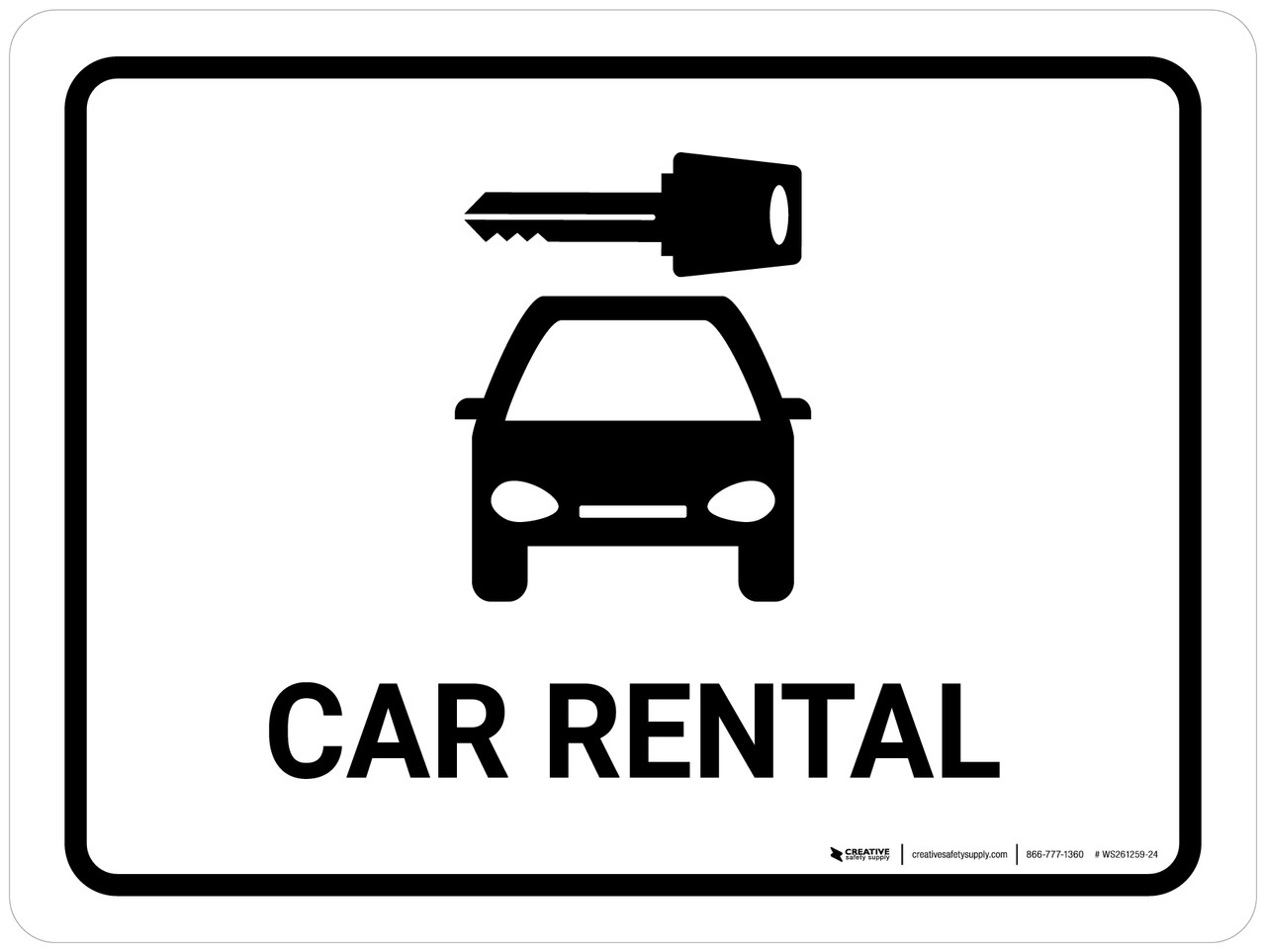 Car Rental White Landscape - Wall Sign