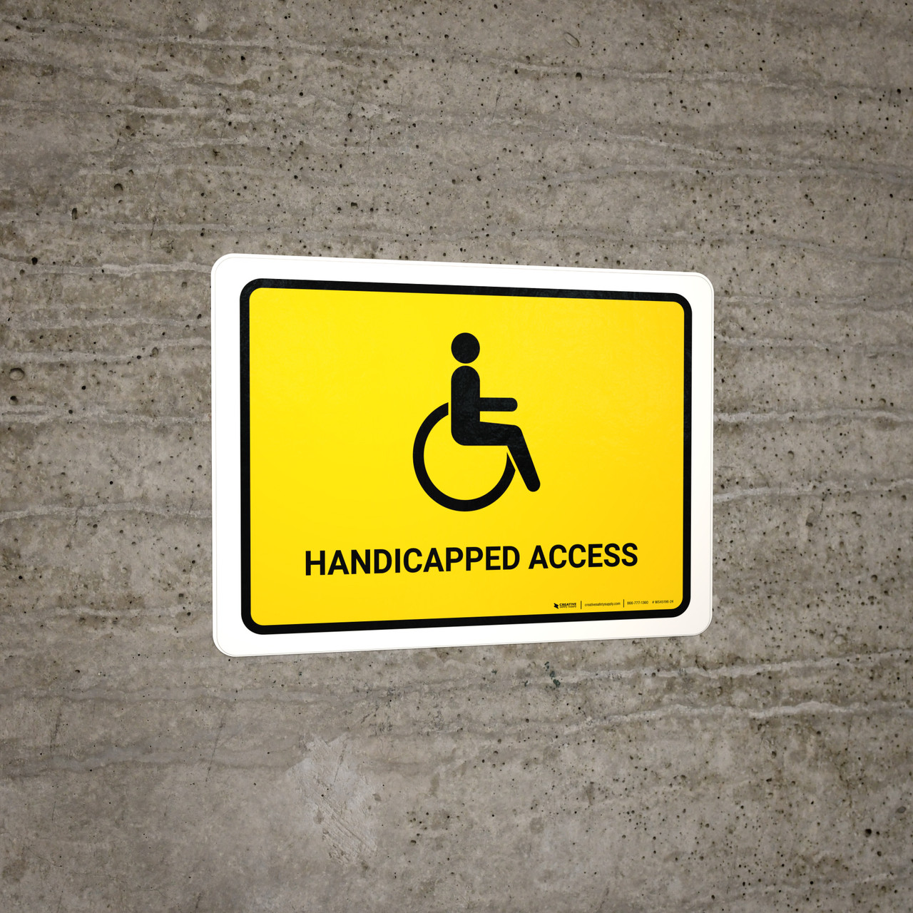 Handicapped Access Yellow Landscape - Wall Sign