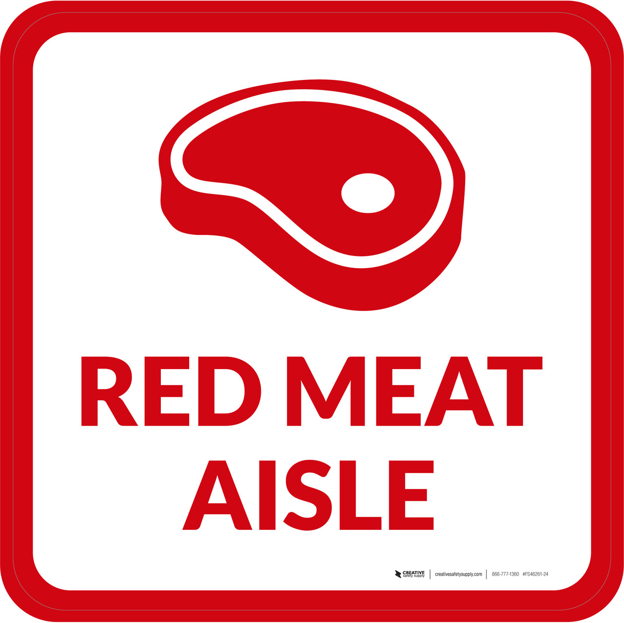 Red Meat Aisle with Icon Square - Floor Sign