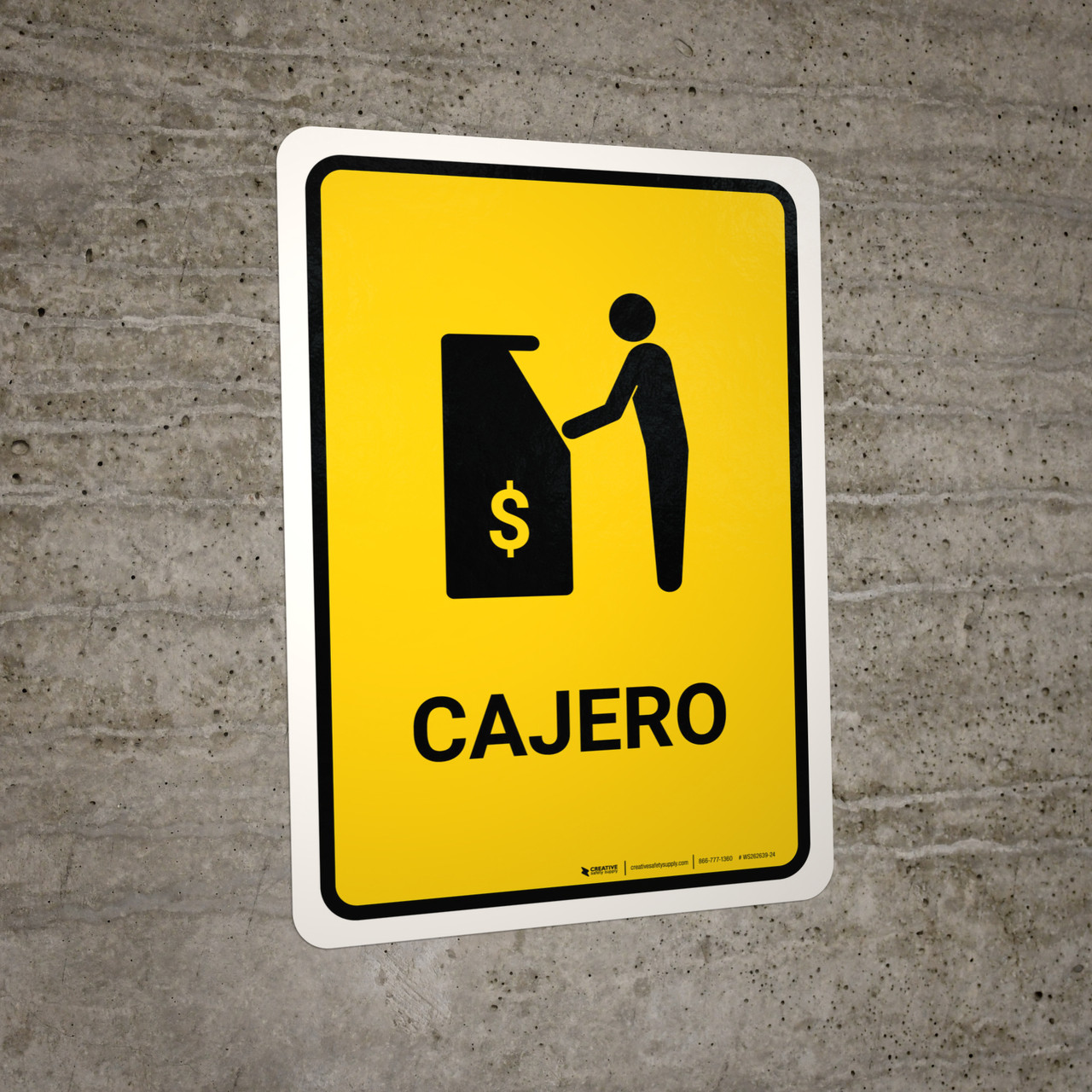 ATM Yellow Spanish Portrait Wall Sign