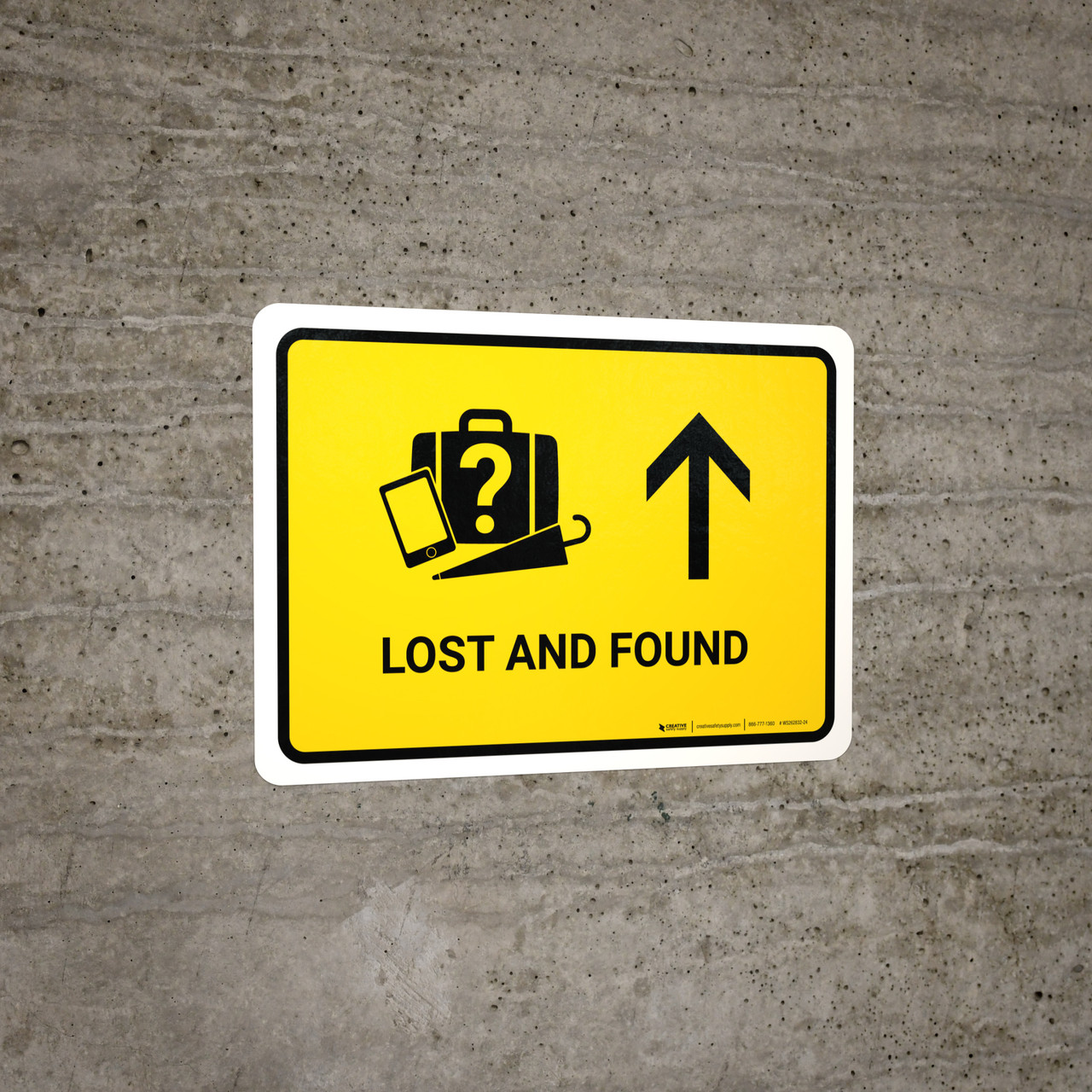 Lost And Found With Up Arrow Yellow Landscape - Wall Sign