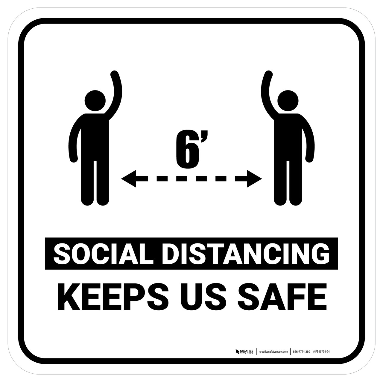Social Distancing Keeps Us Safe White Square - Floor Sign