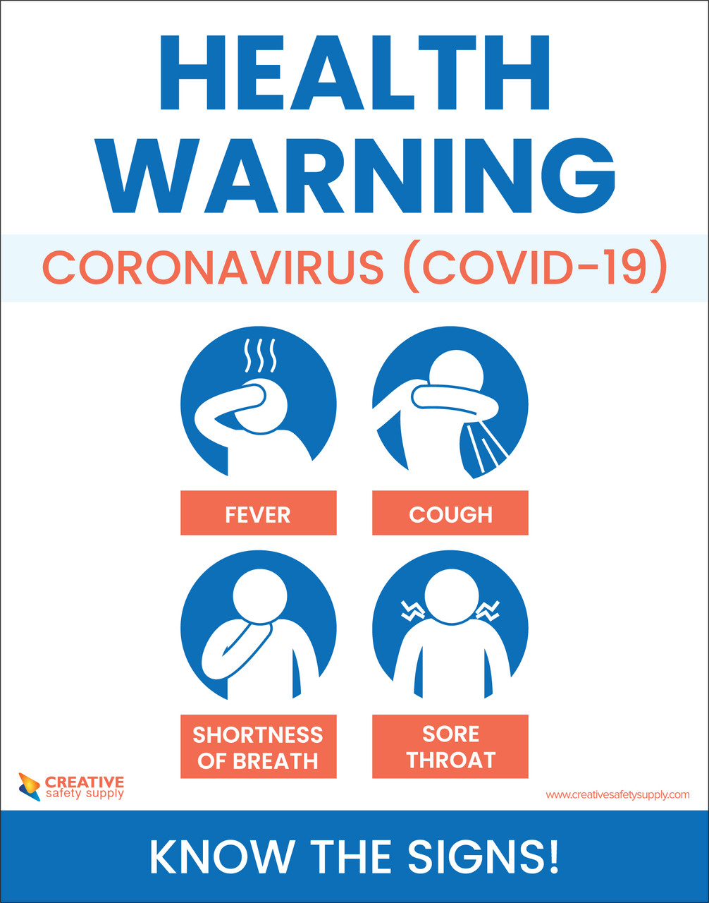 Health Warning Know the Signs Covid Safety Poster