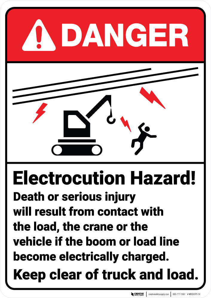 Danger: Electrocution Hazard With Crane ANSI - Wall Sign