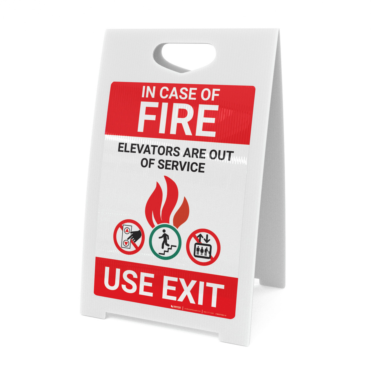 In Case Of Fire Elevators Out Of Service with Icons Portrait - A-Frame Sign