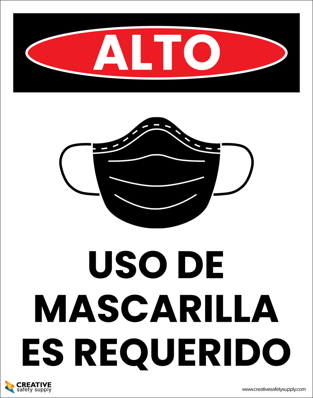 Stop: Face Mask Required with Icon (Spanish) - Poster