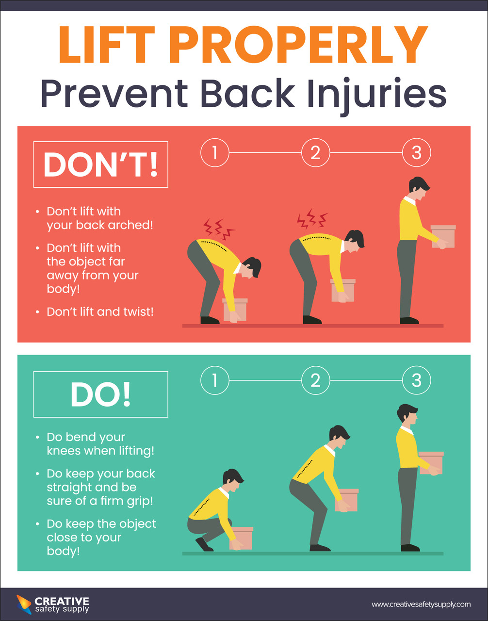 Lift Properly/Prevent Back Injuries - Poster