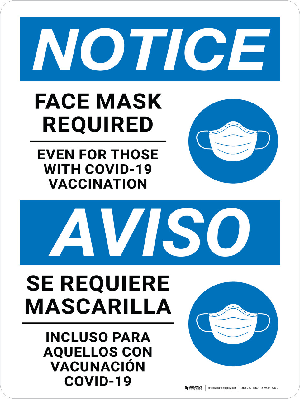 Face Mask Required Sign English And Spanish Printable