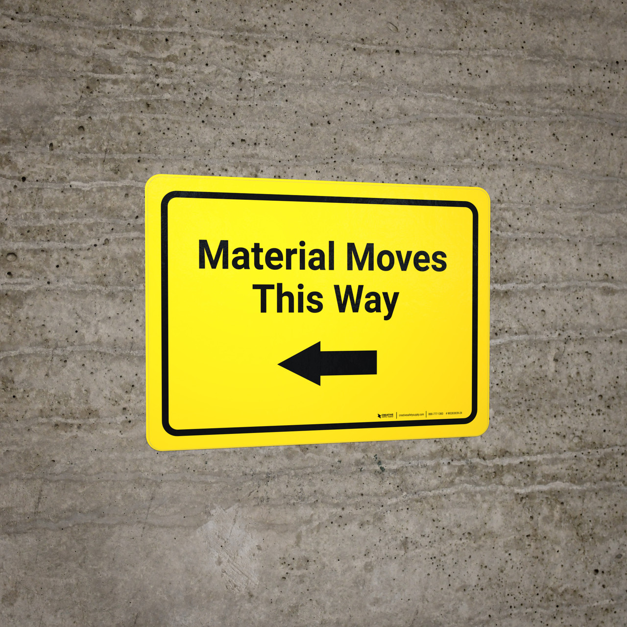Material Moves This Way Arrow Left Yellow Landscape - Wall Sign