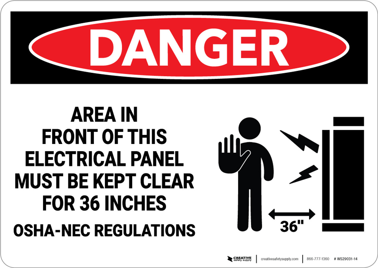 Danger Electrical Panel Keep Clear for 36 Inches Wall Sign Creative Safety Supply