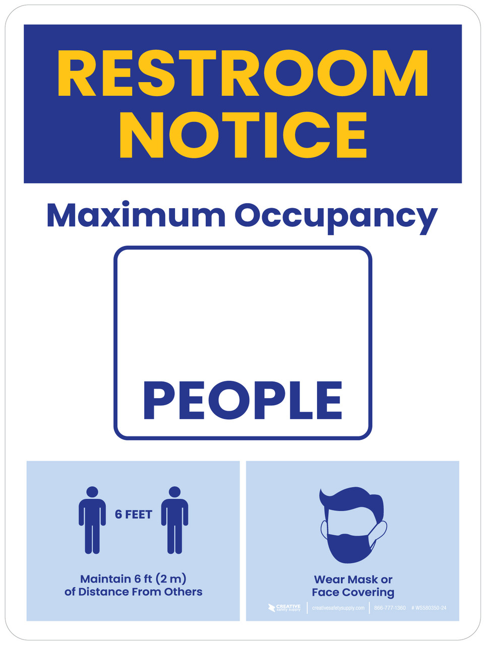 Restroom Notice: Maximum Occupancy Portrait - Wall Sign