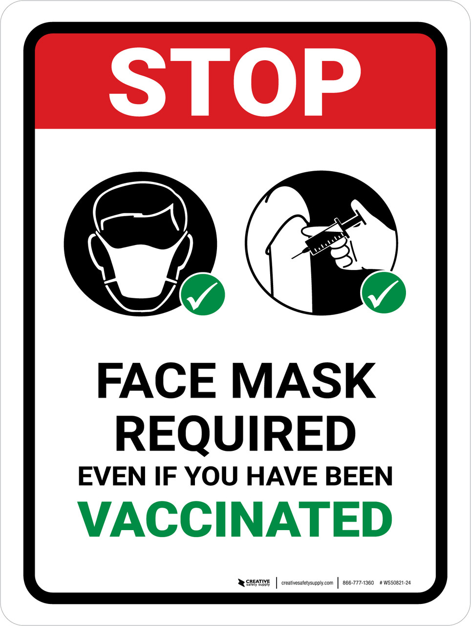 STOP Face Mask Required Even If You Have Been Vaccinated Portrait