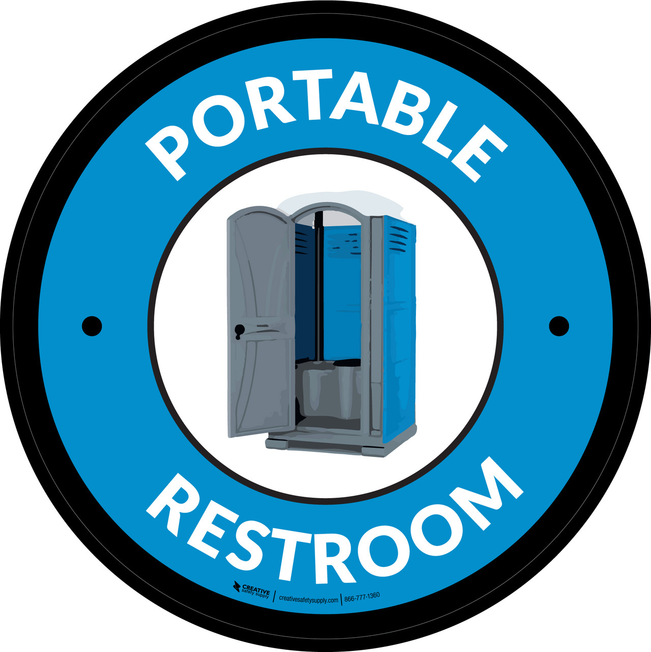 Portable Restroom Blue Circular Floor Sign