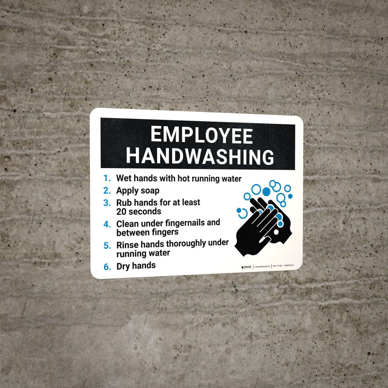 Employee Handwashing with Icon Landscape - Wall Sign