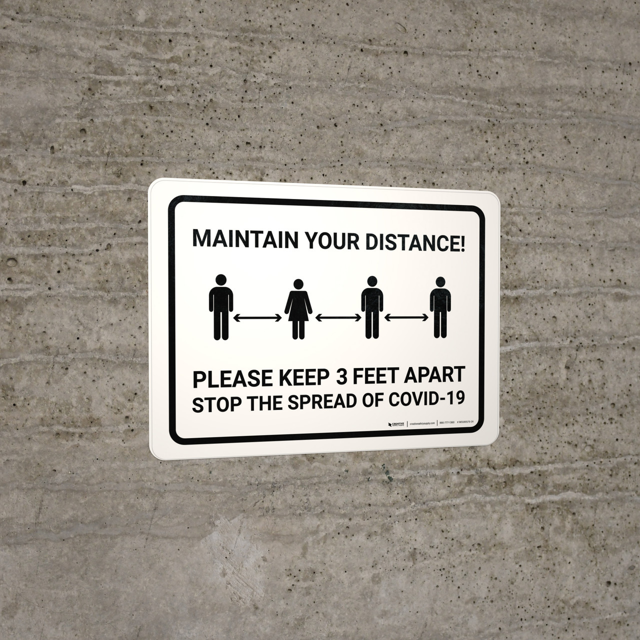 Maintain Your Distance - Please Keep 3Ft Apart Landscape - Wall Sign