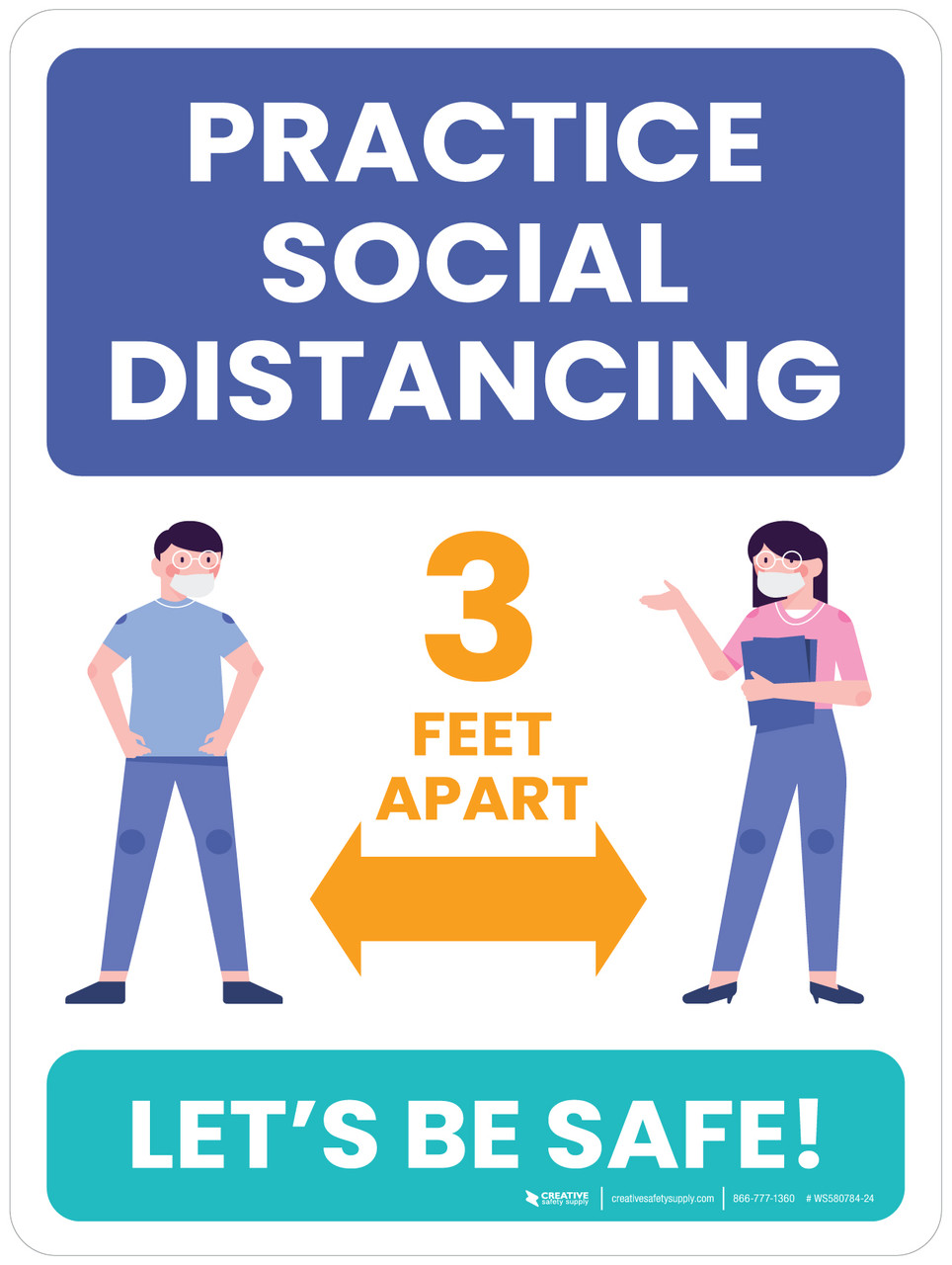 School Safety: Practice Social Distancing 3 Feet Apart - Let's Be Safe ...