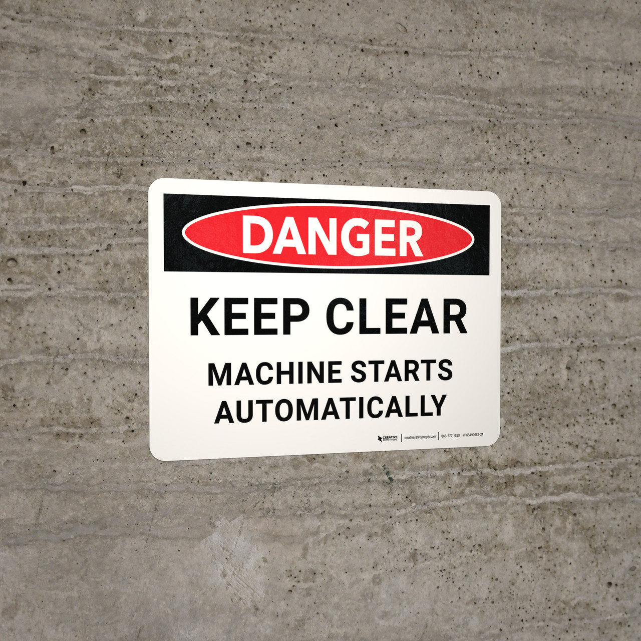 Danger: Keep Clear Machine Starts Automatically Landscape - Wall Sign