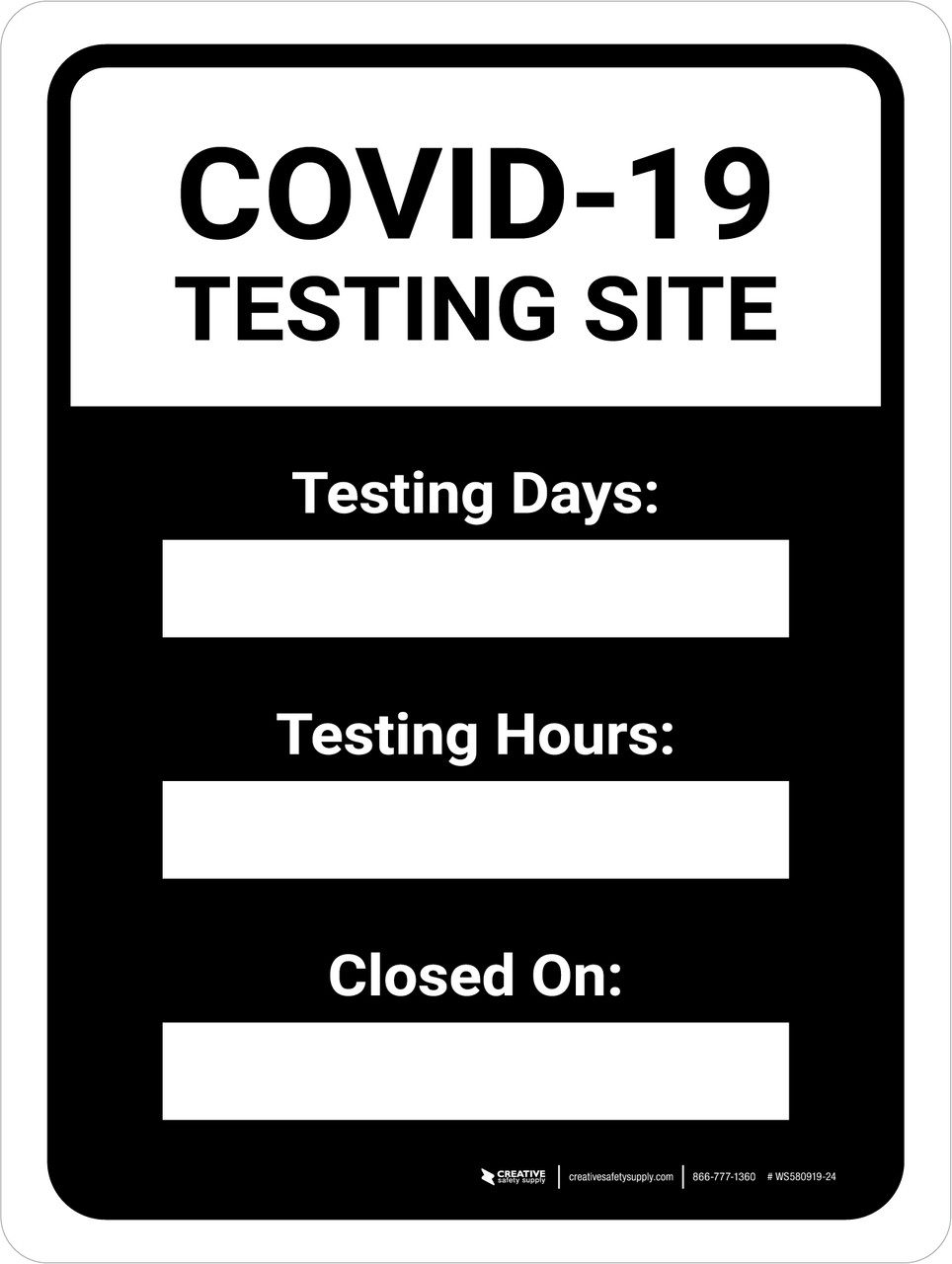 Covid-19 Testing Site Hours Of Operation Portrait - Wall Sign