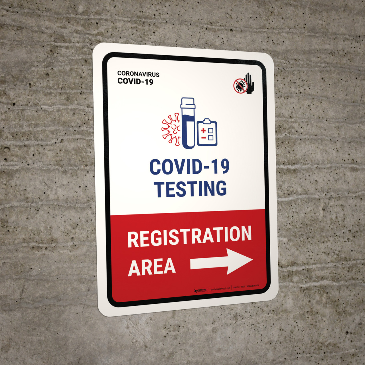 Covid-19 Testing Registration Area With Icon Right Arrow Portrait ...