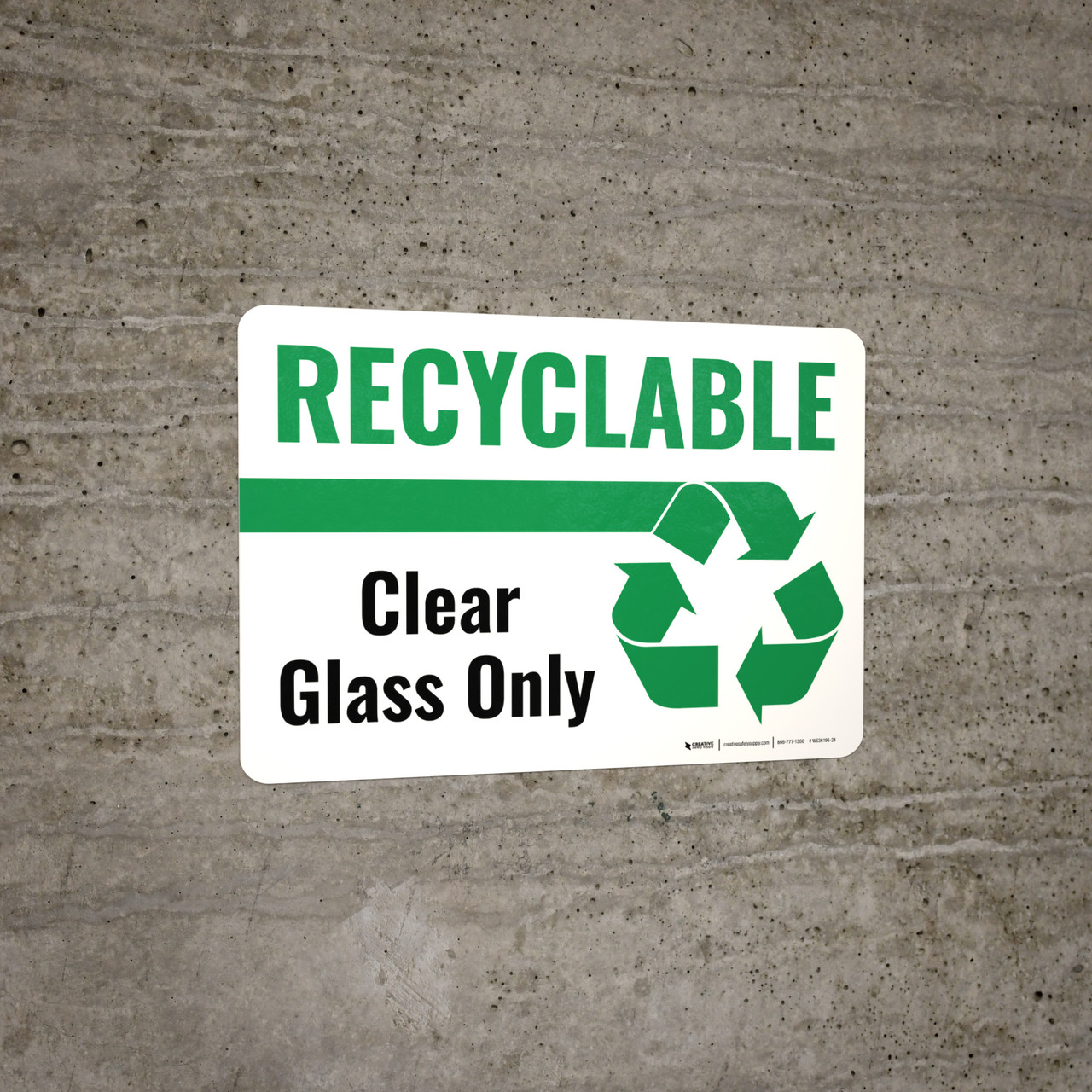 Recyclable Clear Glass Only Green with Icon Landscape Wall Sign