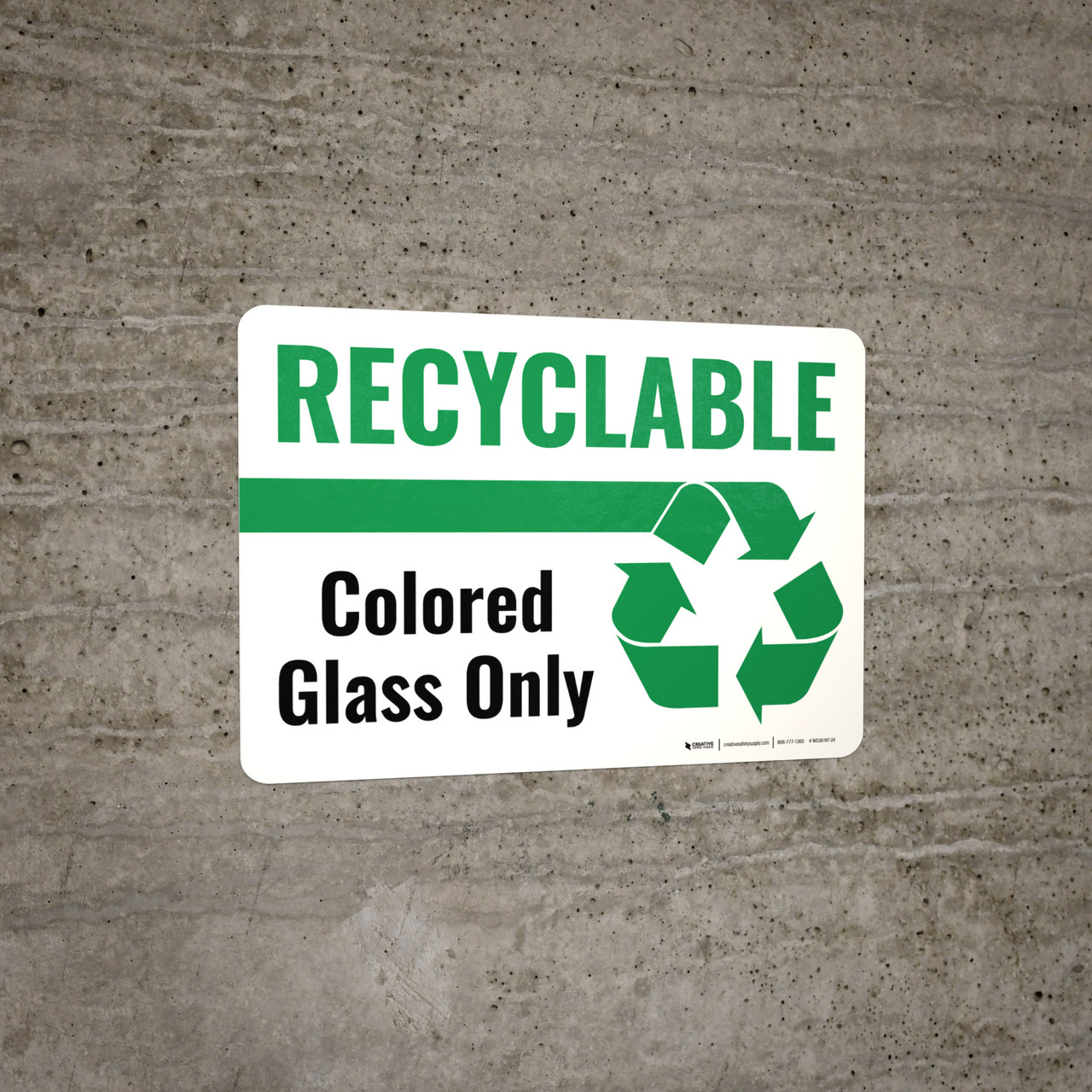 Recyclable Colored Glass Only Green with Icon Landscape Wall Sign