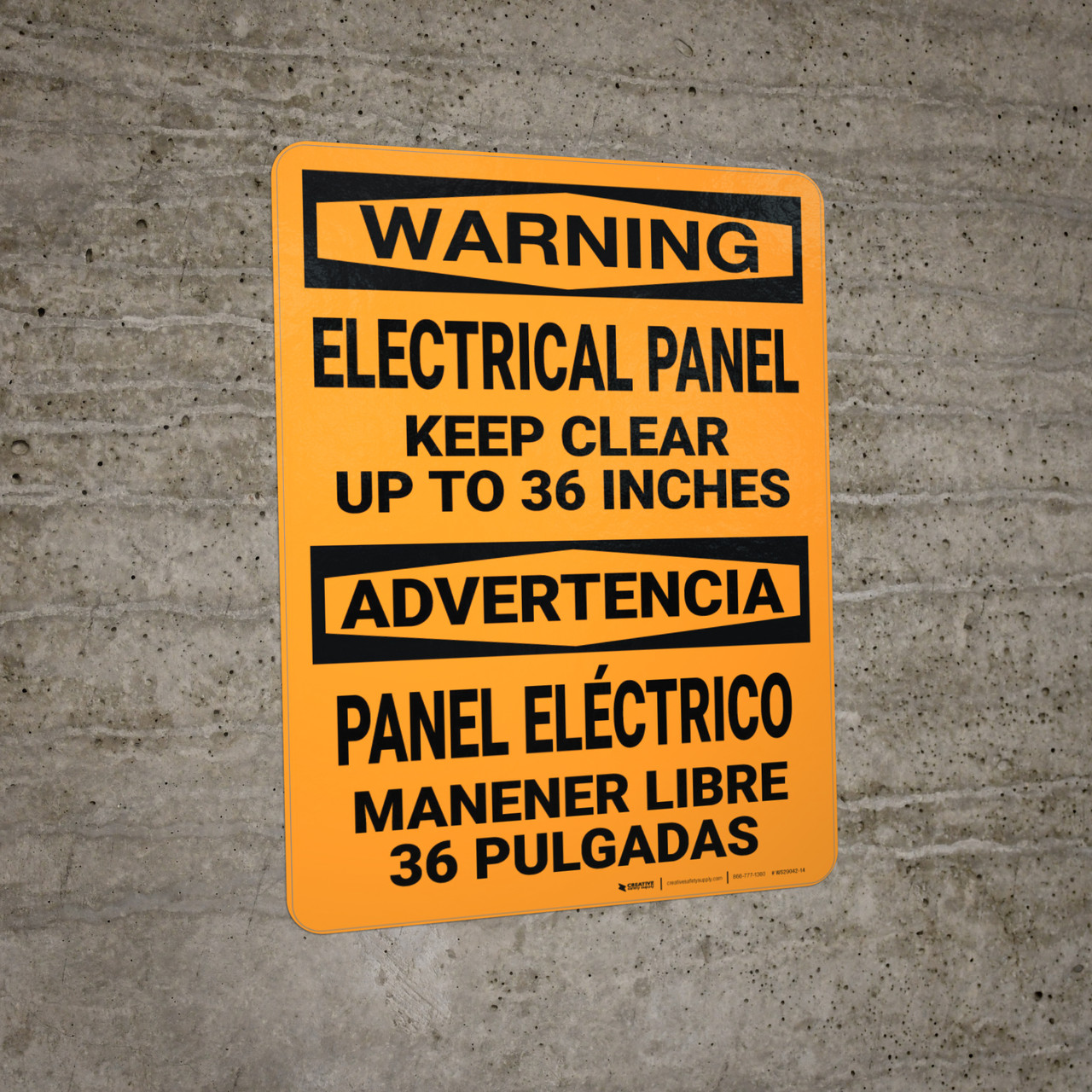 Warning Electrical Panel Keep Clear Bilingual Spanish Wall Sign
