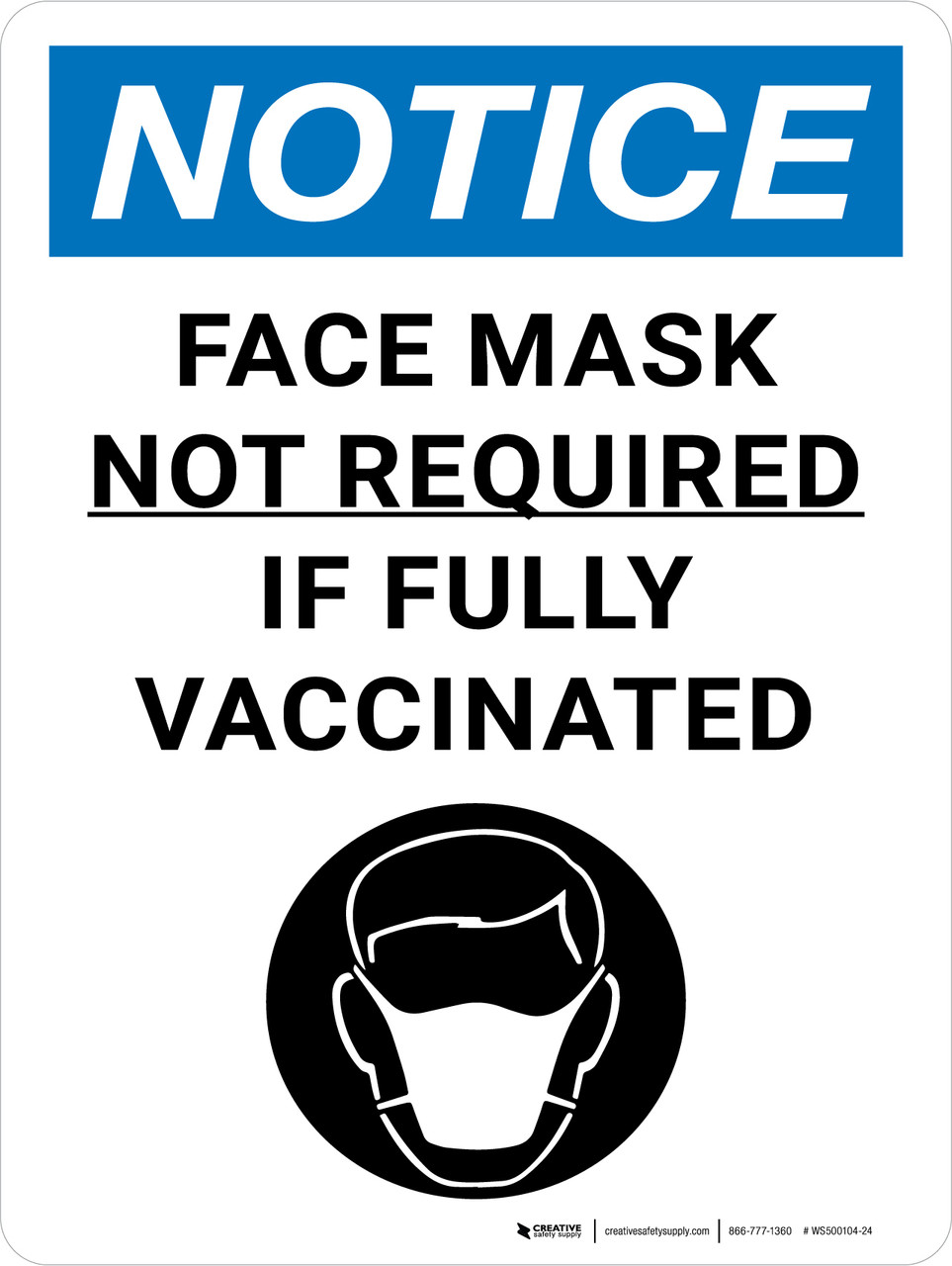 Notice: Face Mask Not Required If Fully Vaccinated with Icon Portrait