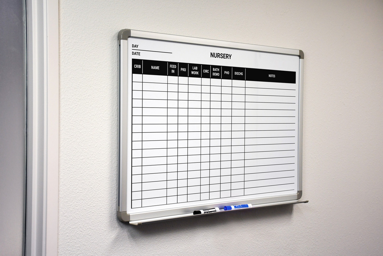 Nursery DryErase Hospital Whiteboard