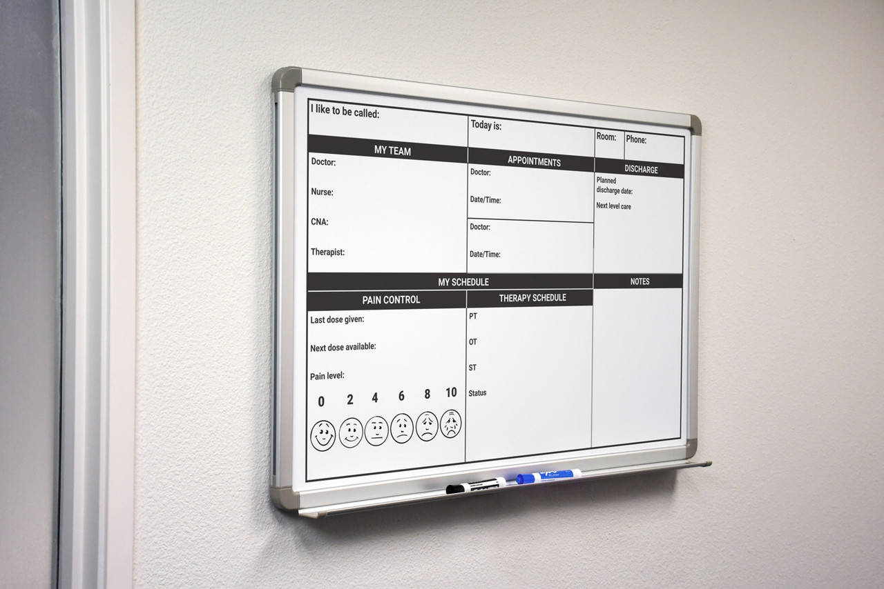 Patient Bedside Dry Erase Hospital Whiteboard (Version 1)