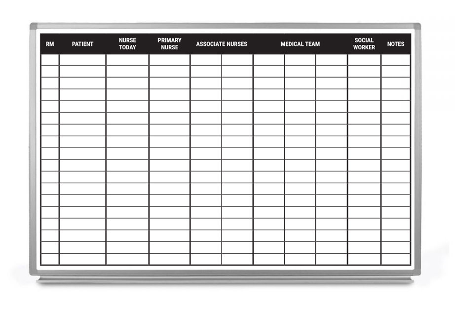 Patient Team DryErase Hospital Whiteboard