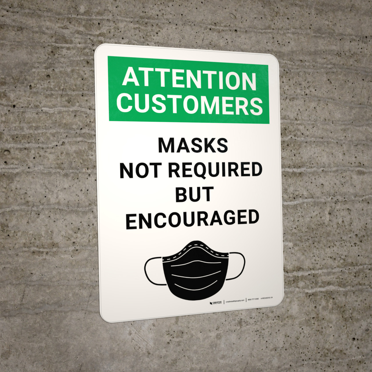 Attention Customers Masks Not Required But Encouraged With Icon Wall