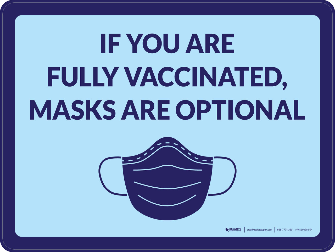 If You Are Fully Vaccinated Masks Are Optional Mask Icon - Wall Sign With