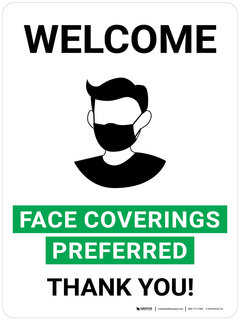 Welcome Face Coverings Preferred - Wall Sign