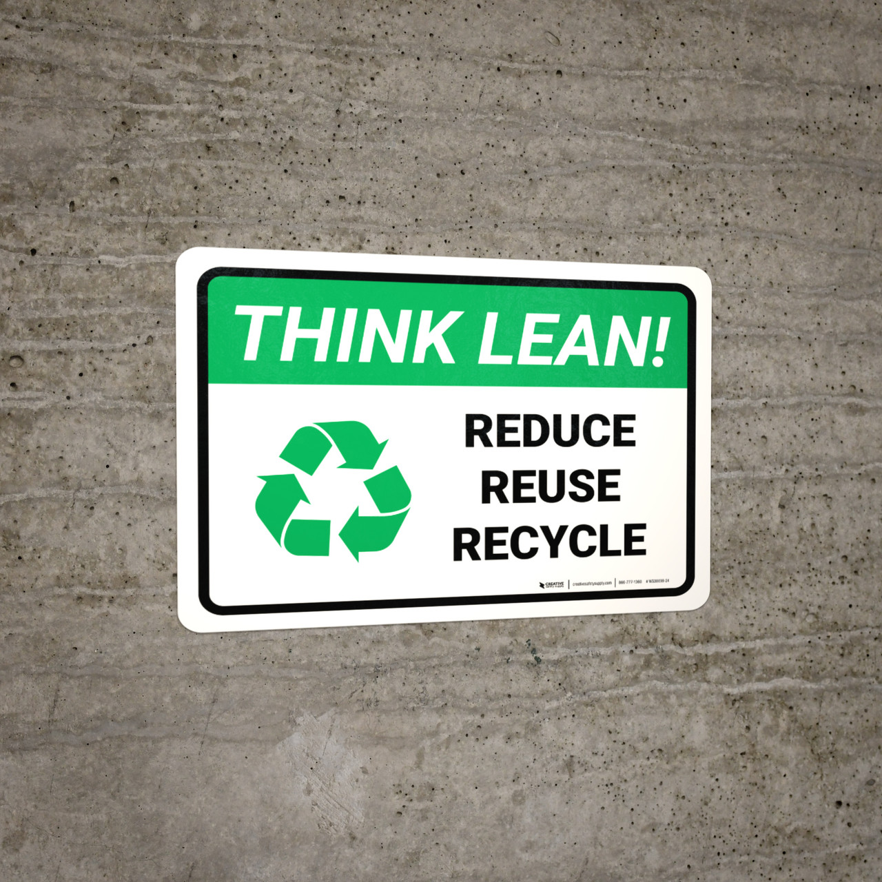 Think Lean: Reduce Reuse Recycle Landscape - Wall Sign