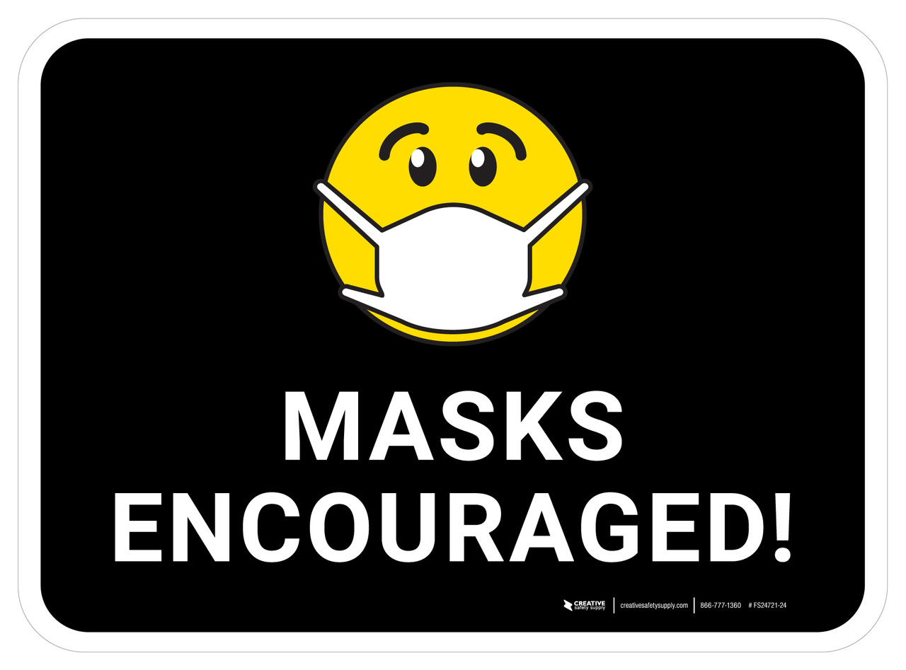 masks-encouraged-black-rectangular-floor-sign