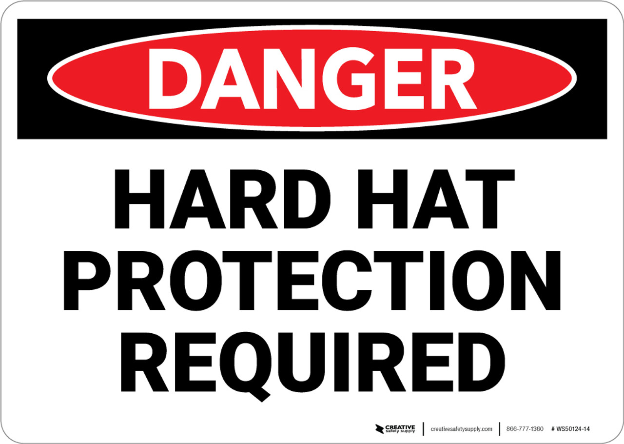 Danger: Hard Hat Protection Required - Wall Sign