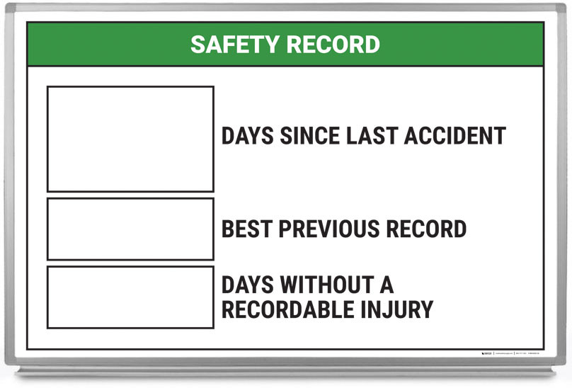 Days Safe Tracker Safety Record - Days Since Last Accident Whiteboard