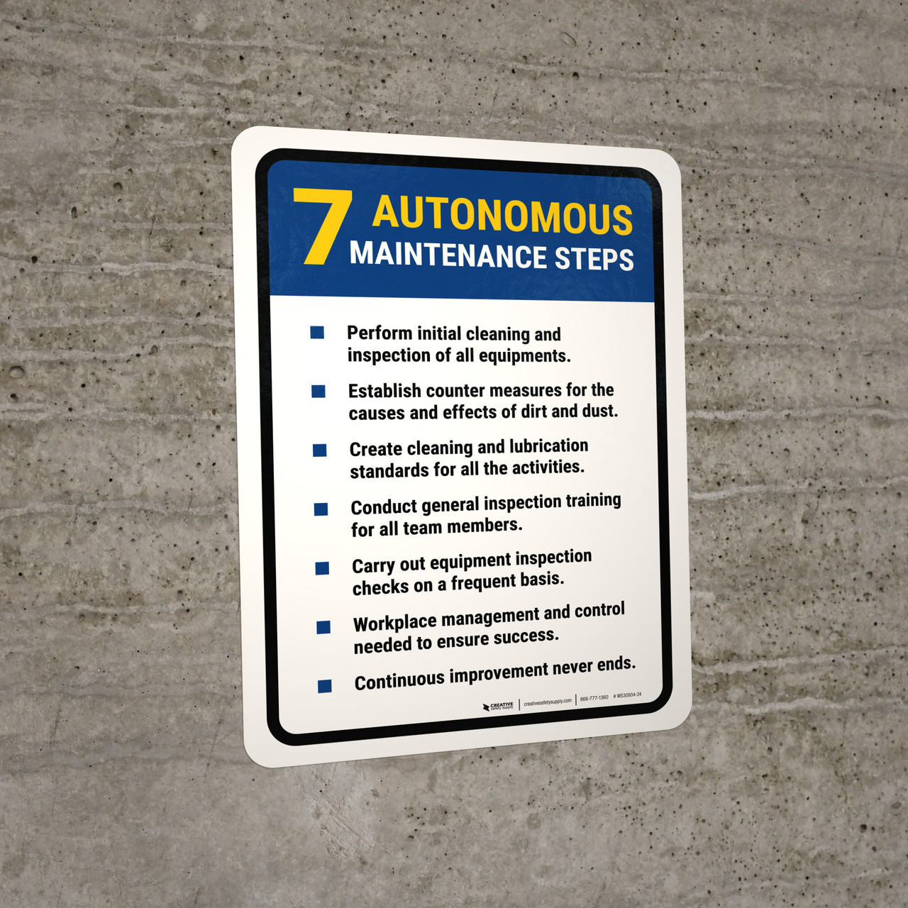 7 Autonomous Maintenance Steps Portrait - Wall Sign