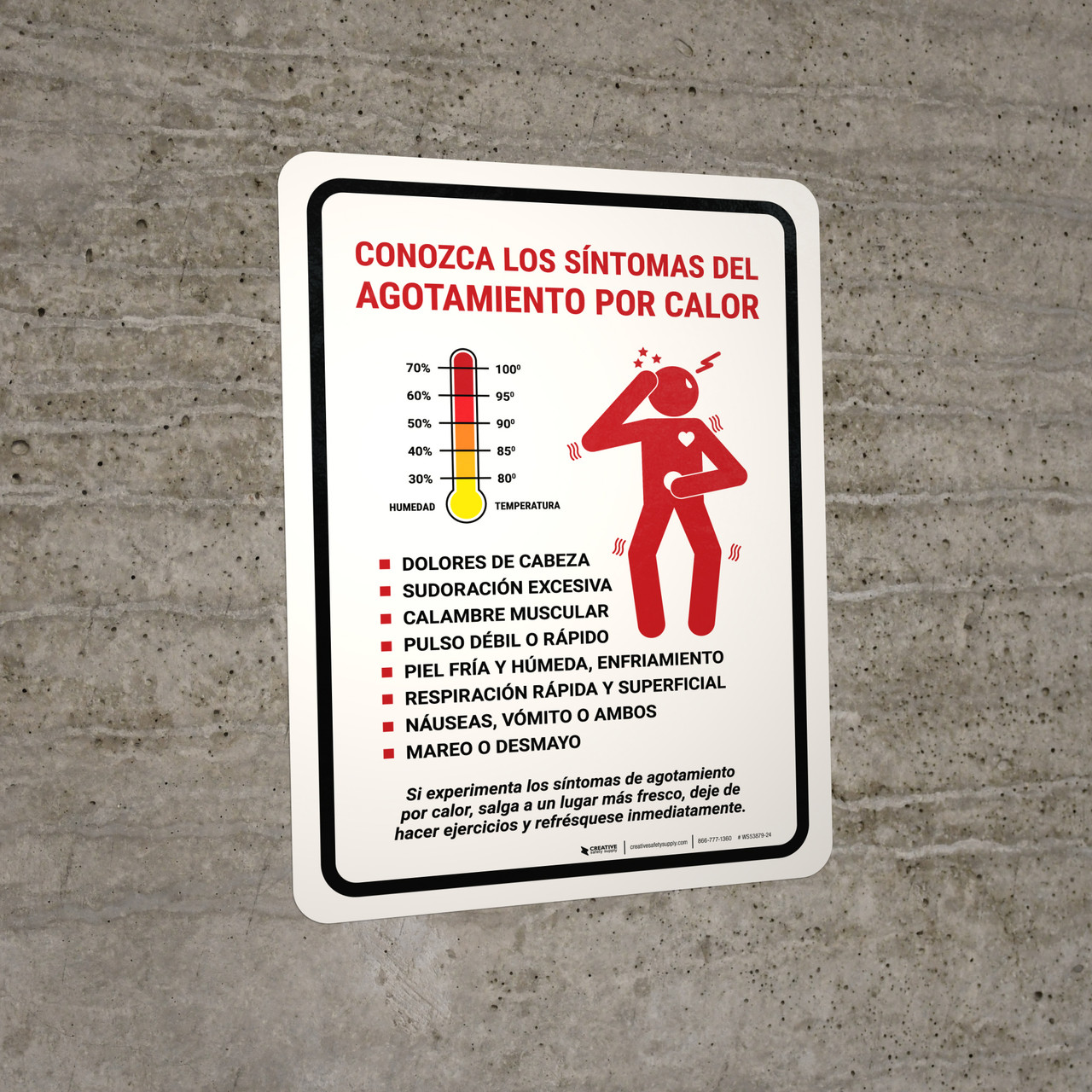 Know The Signs Of Heat Exhaustion Spanish Portrait Wall Sign