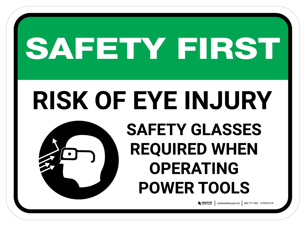 Eye Risk Icon Safety First: Risk Of Eye Injury Rectangular - Floor Sign