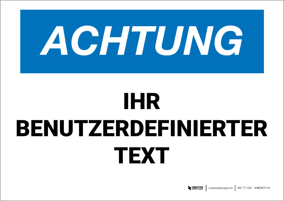 Create Custom OSHA German Notice Label | Creative Safety Supply